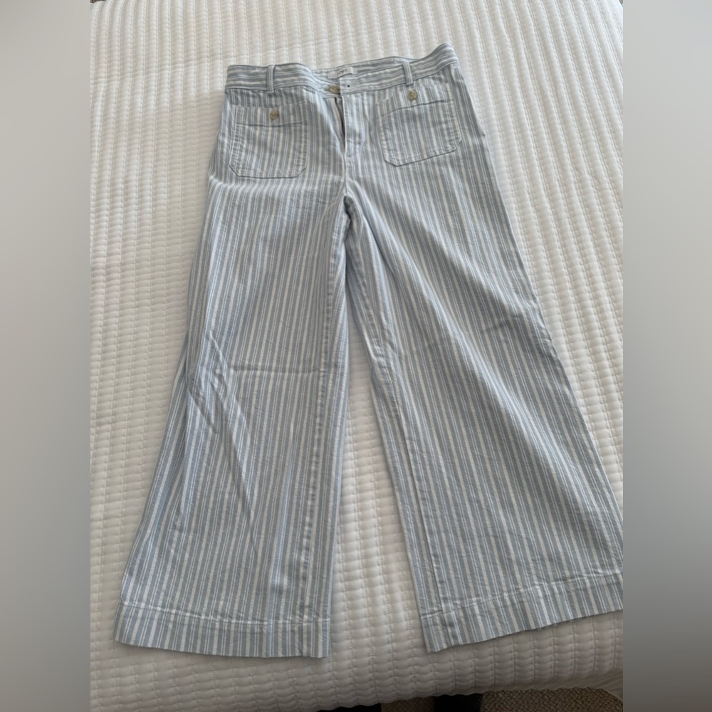 LOFT Blue and White Palmer Wide Leg Pants